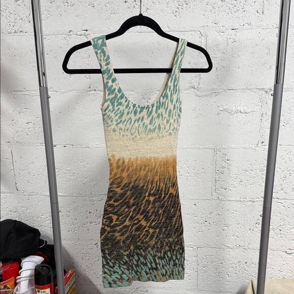 Guess by Marciano Shimmering Teal and Cream Mini Dress - Tank Dress - NWOT - XXS - Picture 1 of 4